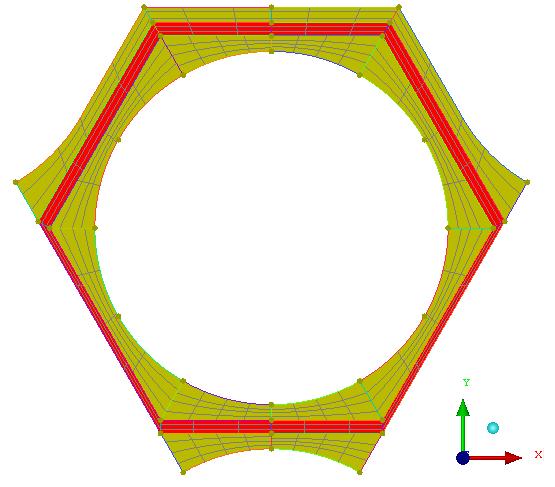 geometriáknál ismertetett blokkstruktúrához, valamint a hálót is úgy készítettem el, hogy a két geometria csatlakozási felületénél (interface) az elemek méretei ne