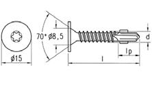 csavarok sef driing screws acé fa-fém kötésekhez, szárnyas sebs nagy fejje, maróbordák nékü, Torx Cikkszám 02