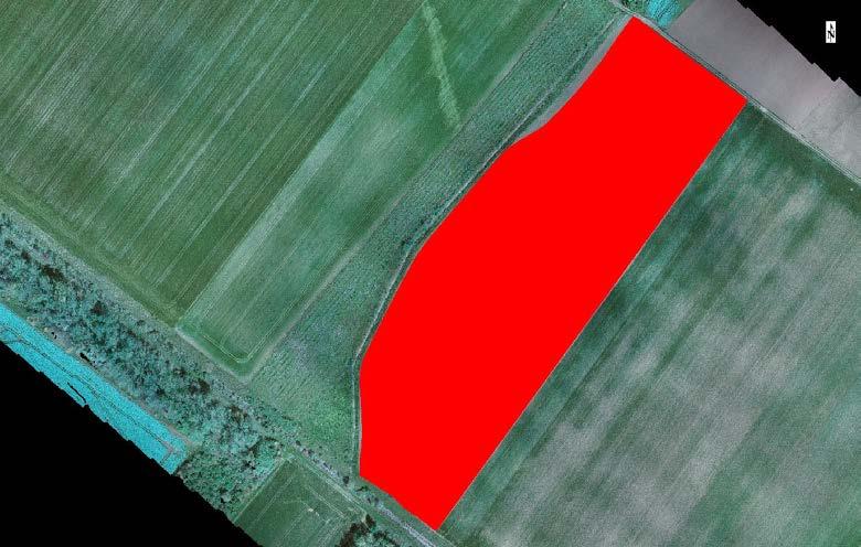 41. ábra: Az elemzéshez használt felvétel rész A lehatárolt területet láthatófény tartományban vörös (R), zöld (G) illetve kék (B) csatornákra bontottam.