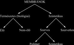 1.9.2. A membránok csoportosítása 1.9.1. ábra. A membránok csoportosítása A membránok eredetét tekintve az alábbi csoportosítás írható fel (1.9.1. ábra).