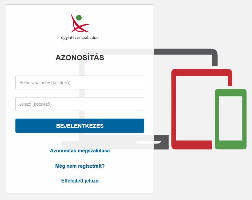 2.1 Ügyfélkapus azonosítás Ügyfélkapus azonosítás esetén adja meg az ügyfélkapus felhasználói nevét és jelszavát, majd kattintson a Belépés gombra. 2.