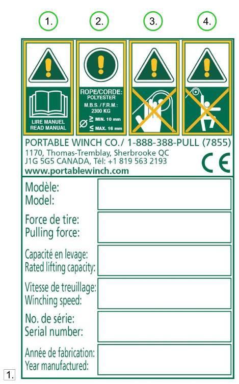 Maximális átmérő: 13 mm (1/2 ). 3. Soha ne tegye kezét a mozgó részekre, ha a motor működik. 4. Soha ne használja a csörlőt emberek felemelésére. 1.2.2 Hangerőszint címke A hangerőszint címke a csörlőház jobb oldalán van elhelyezve.
