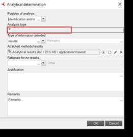 sort az Analytical determination (Analitikai meghatározás)