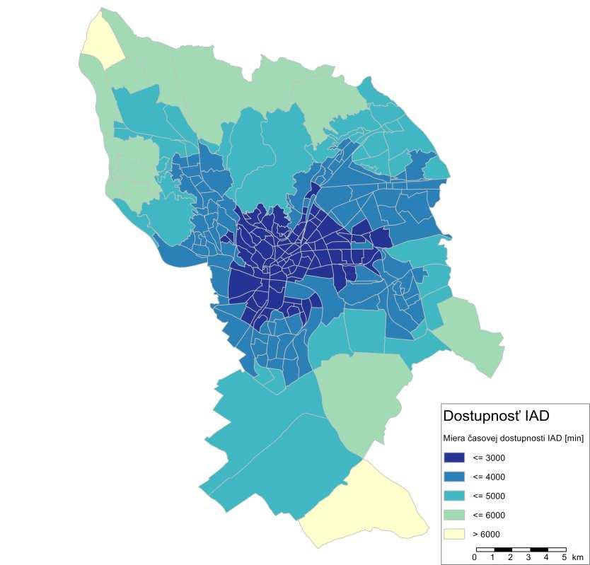 obmedzenie prašnosti výsadbou líniovej zelene, alebo inteligentné dopravné systémy (ITS). Viacerými z nich sa Návrhová časť ÚGD BA zaoberá. 1.4.5.8. Analýza dostupnosti pomocou IAD Kartogram na obr.