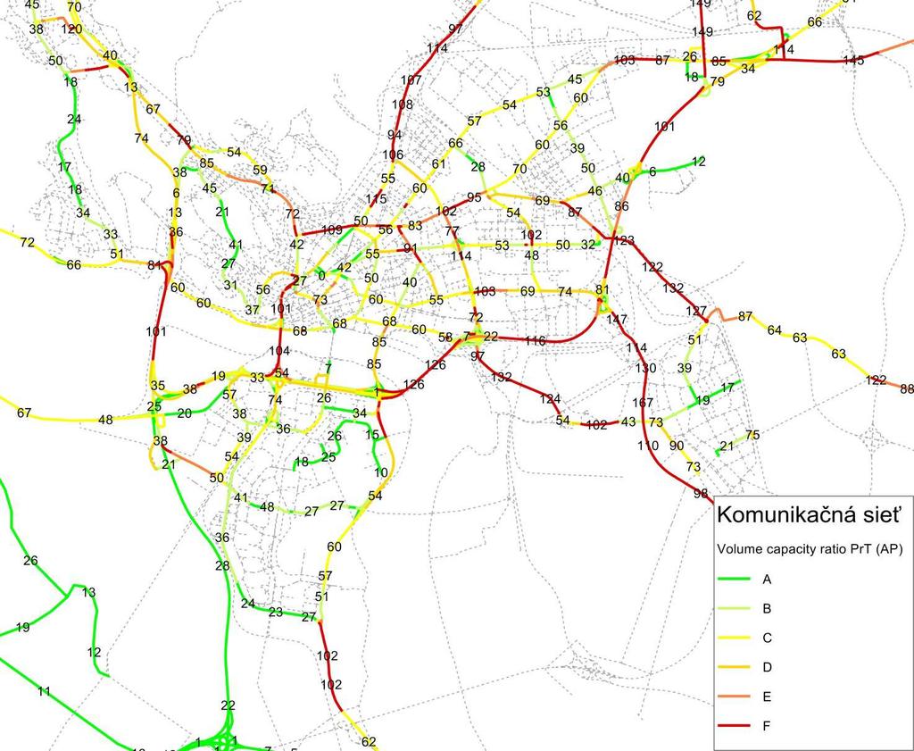 1.7. Analýza nulového scenára dopravného modelu V rámci tejto kapitoly bol analyzovaný predikovaný vývoj dopravy v meste Bratislava v časových horizontoch v prípade, že by sa uskutočnili iba