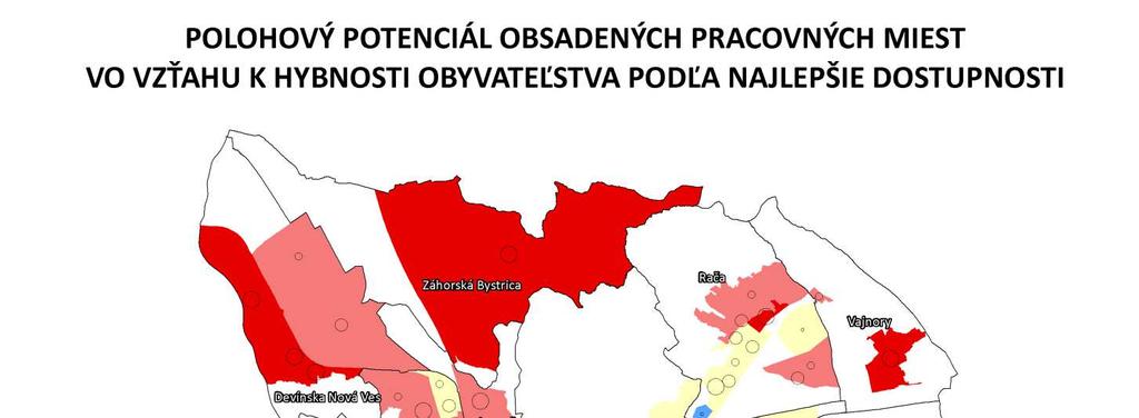 Obr. 1.2.3-1: Disproporcia priestorového rozloženia obyvateľstva a PP OPM v Bratislave v roku 2011.