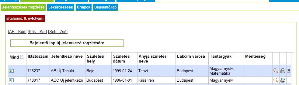 3.6. Adatmódosítás a jelentkeztetési időszak lezárulása után A középfokú írásbeli felvételi vizsga adminisztrációs rendszer minden évben a központi írásbeli vizsgák megírása előtt, január hónapban