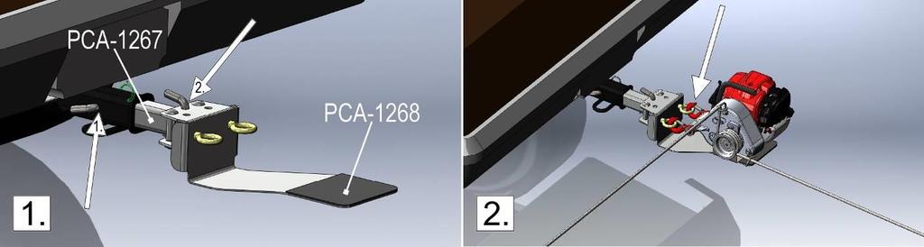 3.4 A csörlő tartólemezének (PCA-1268) használata 50 mm-es európai vonógömbös Heck-Pack rendszerrel (PCA-1266) és csörlő-tartólemez adapterrel (PCA-1265) 1) 1.