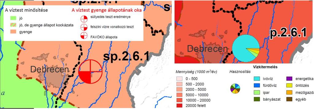 2.ábra. A Debrecen alatt elhelyezkedő sekély porózus víztest mennyiségi állapota gyenge, a porózus víztestből Debrecen évente 2,14 millió m 3 vizet termel ki ivóvízellátás céljára [2.]. 1.1.2. Vízbázis védelmi terület minőségi védelem Ha a vizsgált terület sérülékeny vízbázis védőterületén helyezkedik el, a szennyezés megelőzése kiemelt szempont.