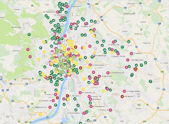 ütemben 187 db megtörtént) a hozzájuk tartozó parkolóhelyek és megközelíthetőségük tervezés alatt Elektromos töltőhálózati elemek: