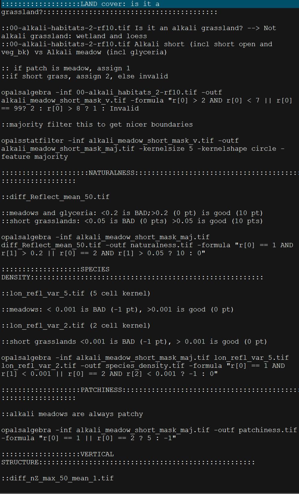 Kiértékelő algoritmus Batch script, OPALS modulokat kezel, automatizált futtatás A