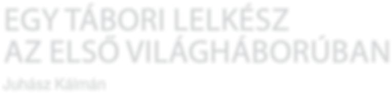 14 Múltunk hitélet EGY TÁBORI LELKÉSZ AZ ELSŐ VILÁGHÁBORÚBAN Juhász Kálmán Az első világháború centenáriumának időszaka lehetőséget ad egyrészt a korszakra és az eseményekre vonatkozó ismereteink