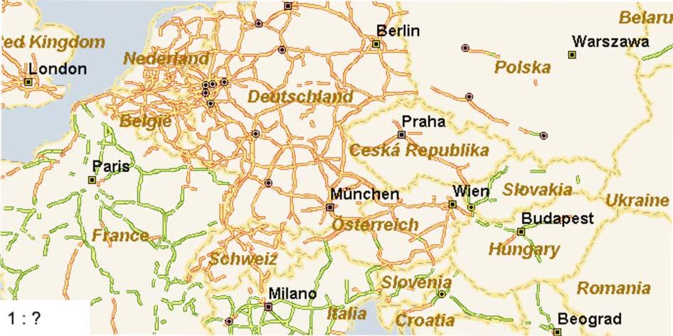 148 MATEMATIKA A 9. ÉVFOLYAM TANULÓK KÖNYVE 19. a) Állapítsd meg a térkép méretarányát, ha Párizs és Prága távolsága légvonalban mérve 1110 km!