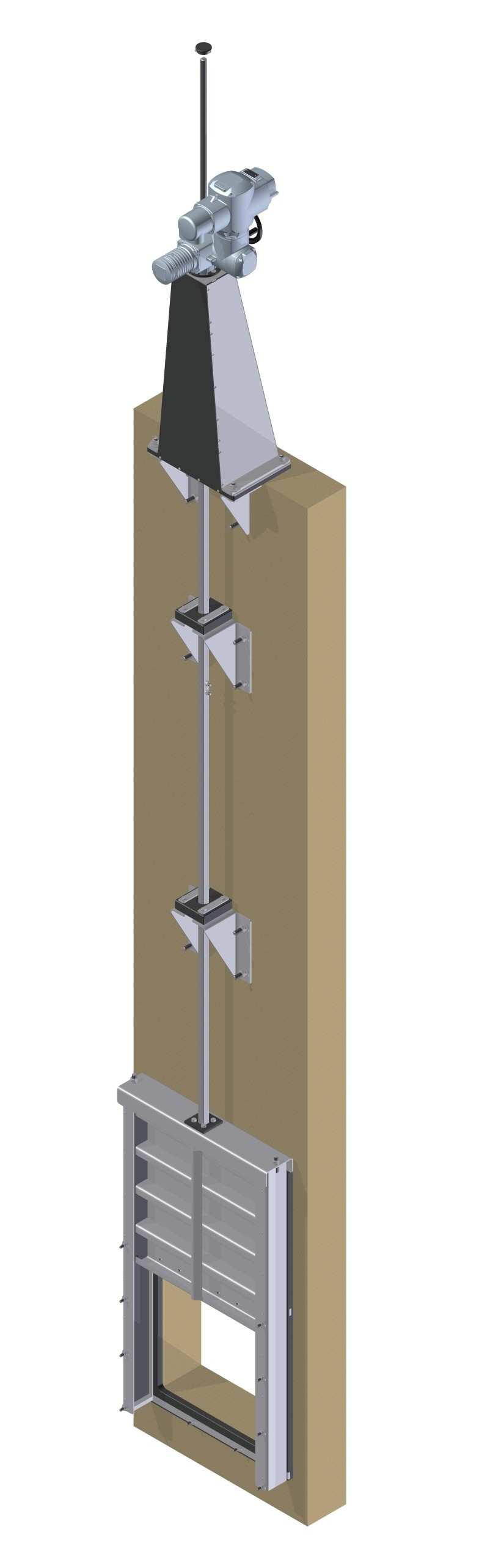 Beépítési ábra Situation drawing Aufbauzeichnung Eltérő írányú víznyomás (Külső,- és belső oldali vízzárás) KSA-MD-RVS Téglalap keresztmetszetű, emelkedő