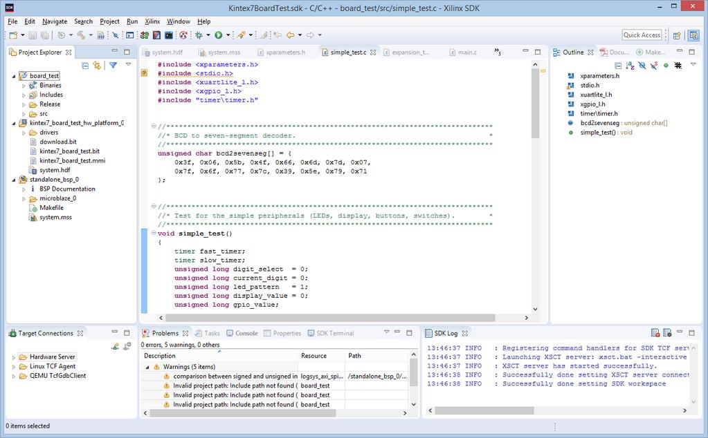 Software Development Kit (SDK) C/C++ perspektíva C/C++ szerkesztő: - A forráskód szerkesztése C/C++ projekt nézet: - A projekt elemeinek listája - Ikonok az azonosításhoz Kód