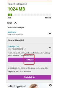 Mobilnézet mobilinternetek esetén Extra Adat újratöltése frissítve 8 Extra Adat újratöltése frissítve Amennyiben már van olyan