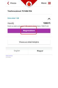 : Extra Adat 1 GB után ismét szeretne egy új Extra Adat 1 GB-ot), akkor azt a Kiegészítő opcióid Extra Adat 1 GB Feltöltés