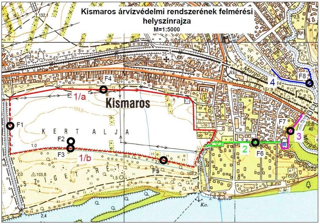 3. ábra: Felmérési helyszínrajz A fúrások pontos koordinátáit, valamint talpmélységeit az alábbi táblázat tartalmazza: 1.