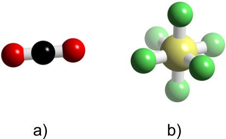 Inverziós szimmetriája van például a szén-dioxid molekulának vagy a kén-hexafluoridnak (4.