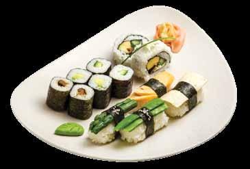 Vegyes valogatas I Mixed selection TAKE (8 maki 4 nigiri) vegetáriánus válogatás vegetarian selection 2 Kinoko tekercs, 2 avokádó maki, 2 uborka maki, 2 shiitake maki, 1 cukorborsó