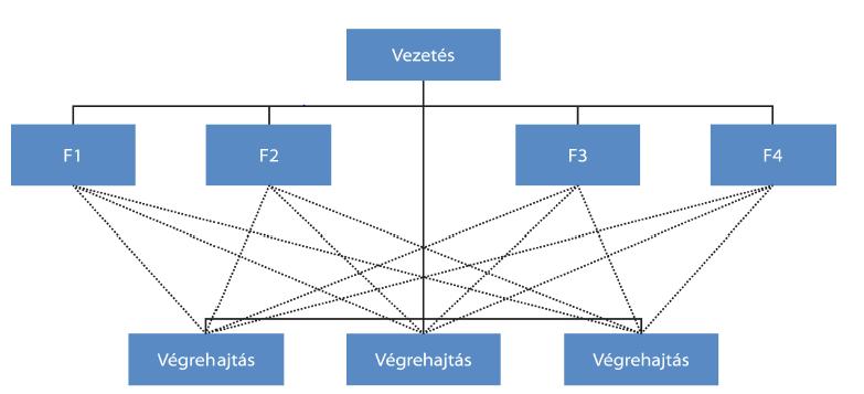 C) Lineáris-funkcionális szervezetek A koordinációs problémák feloldásának másik útja a lineáris szervezet módosított formája, a lineáris-funkcionális szervezet (újabban gyakran csak funkcionális