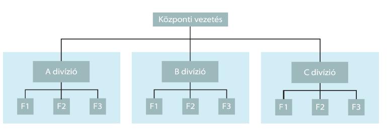 D) Divizionális szervezetek A lineáris-funkcionális modell a szervezeti méret további növekedése és a környezet dinamikájának erősödése esetén általában egyre kevésbé bizonyul eredményesnek.