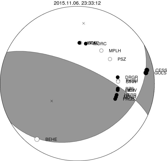 Hypocenter Parameters esn 34:58.60-2.28* DPC 473.4 359 epn 23:34:18.30 1.25* HERR 490.5 106 PnC 23:34:19.44 0.26* Sn 35:08.10-3.15* DRGR 492.4 81 PnC 23:34:18.02-1.40* Sn 35:08.60-3.08* GZR 503.