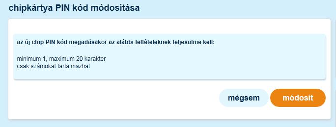 14.3 chipkártya PIN-kód módosítása Jelen menüpont csak abban az esetben jelenik meg Önnek, ha K&H e-bank felhasználóként rendelkezik chipkártyával és a K&H e-bankba is