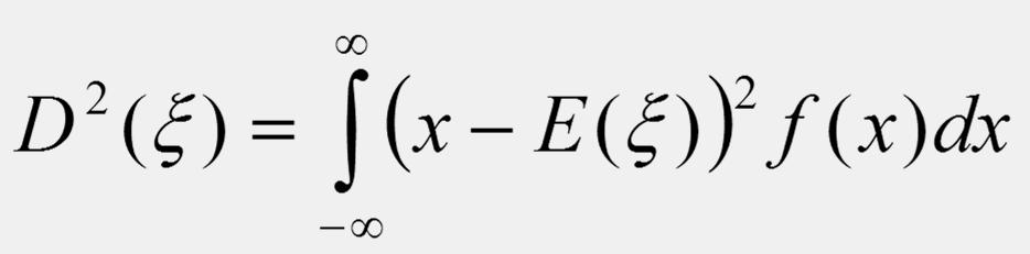 Ha a ξ valószínűségi változó folytonos eloszlású, akkor a szórásnégyzete: Ezt a kifejezést