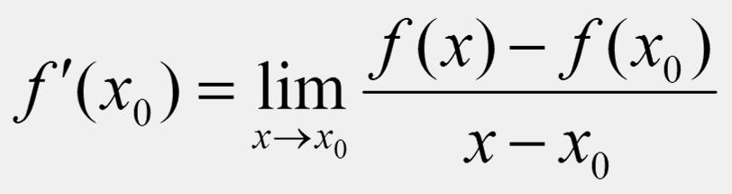 Ha létezik az f(x) függvény x 0 helyhez tartozó differenciahányados függvényének határértéke az x 0 helyen, akkor azt az f(x) függvény differenciálhányadosának nevezzük, és a függvényt az adott