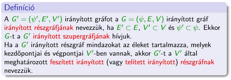Definiáld az irányított részgráf