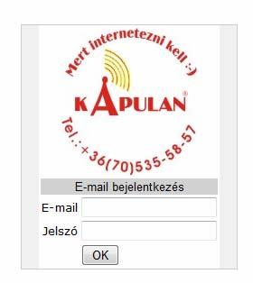 Az ügyfélkapu eléréséhez a szerződésben az internet csatlakozáskor megadott felhasználónevet és jelszót kell megadni az alábbi formátumban: Felhasználónév: teneved@kapulan.