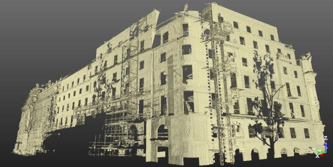 A 3D-szkennelés előnyei / Advantages of the 3D-scanning Előnyök: A terepet hozzuk be az irodába Egy emberes felhasználás, nincs figuráns Nem kell megközelíteni balesetveszélyes, felmérendő helyeket