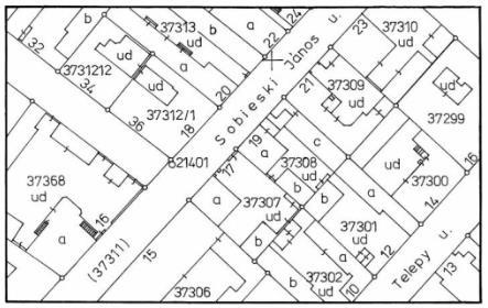 points: points, lines Térkép, térképi elemekkel, mely 2D-ben írja le a természetbeni állapotot Map with its elements
