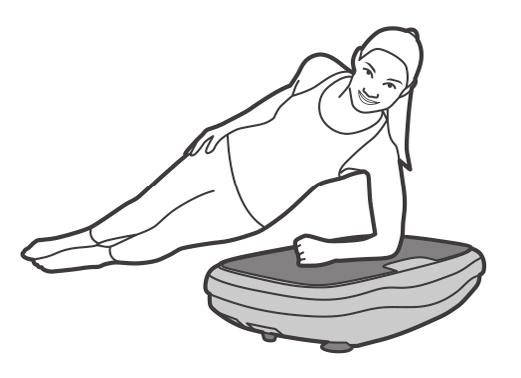 Vadba z vibracijsko ploščo Dvigovanje medenice Ciljne mišice: zadnjica, spodnji del hrbta, zadnji del stegen Izvedba: Uležite se s pokrčenimi nogami na hrbet, z nogami na vibracijski plošči, rokami