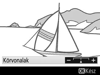 Élő nézetben elérhető beállítások A kiválasztott hatás beállításai az élő nézet kijelzőn módosíthatók. U Illusztráció 1 Válassza az élő nézetet. Nyomja meg az a gombot.