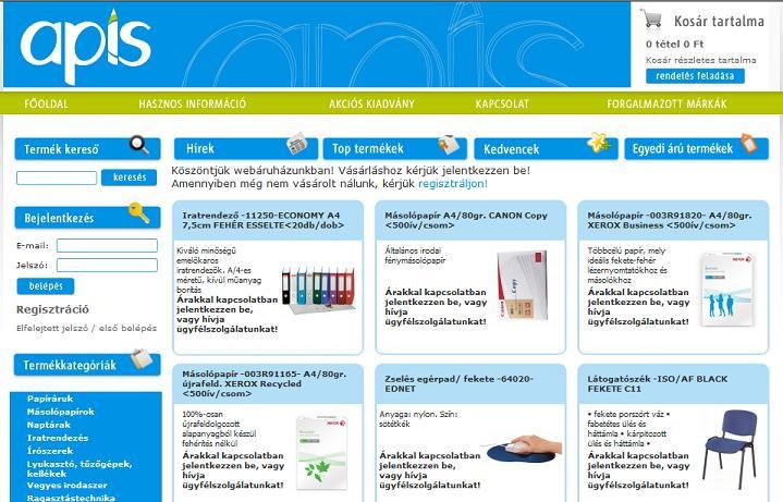 Apisshop webáruház Felhasználói