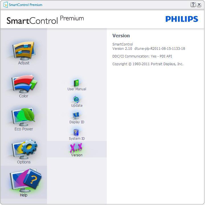 SmartControl Premium - Ha kiválasztják, látható az About (Névjegy) képernyő.