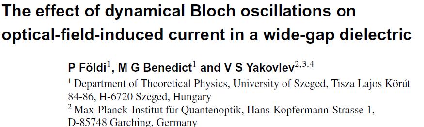 Optikai terek által keltett áramok szigetelőkben Schiffrin et. al.