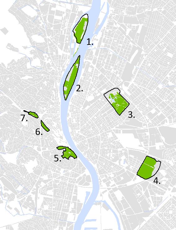 AKCIÓTERÜLETEK LEHATÁROLÁSA Lehetséges akcióterületek: o városi parkok: Margitsziget, Óbudai-sziget, Népliget, Vérmező, Tabán, Gellért-hegy stb.