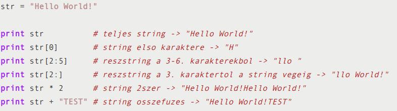 Adattípusok 15 None nem definiált értékű változó Numerikus típusok immutable objektumok integer long, float complex String karakterek sorfolytonos tömbje asdf, asdf tripla idézőjel (dokumentációhoz)