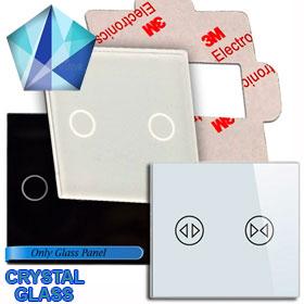 Luxury, Crystal Glass Frame for Touch Wall Switch recessed EU module with Following IRON Frame Base Caves 47x47mm, 1 + 1 Cave = 14PCS/CTN, 0.00026m³/0.18Kg/pcs. 1 + 2Cave = 15PCS/CTN, 0.00035m³/0.