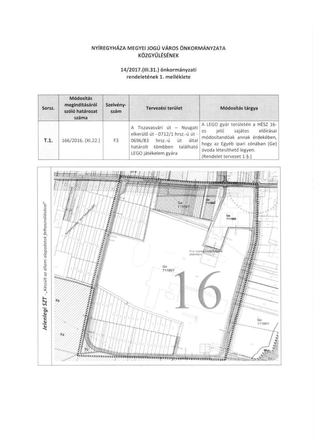 NyíREGYHÁZA MEGYE JOGÚ VÁROS ÖNKORMÁNYZATA KÖZGYŰLÉSÉNEK 14/2017.(111.31.) önkormányzati rendeletének 1. mellékiete Sor51.