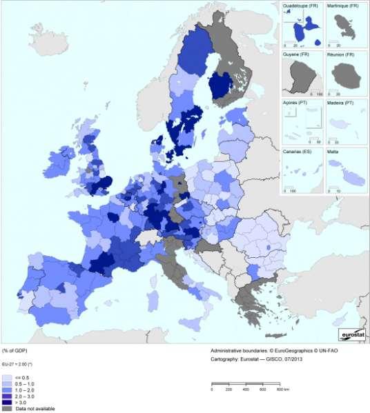 K+F ráfordítás a GDP %-ában (2010) Lisszaboni