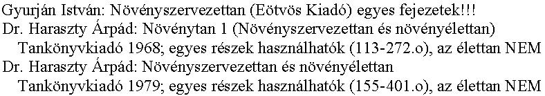 A TANULÁST SEGÍTŐ ANYAGOK Az előadások látogatása, jegyzetelés, saját jegyzet, mások másolása? Óraanyagok a tanszéki honlapon: http://novszerv.elte.hu/ oktatás BSc Növényszervezettan I.