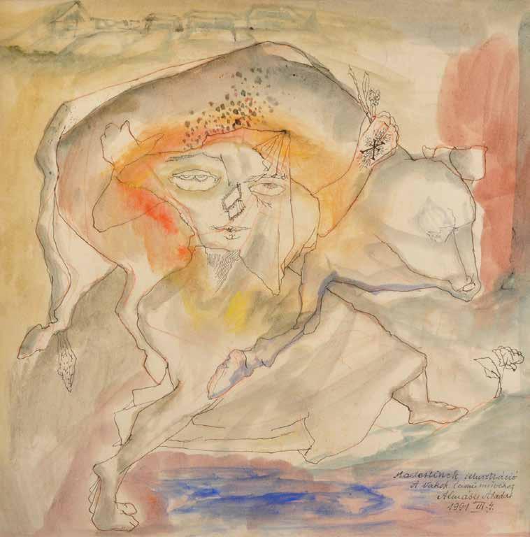 tétel ALMÁSY ALADÁR ( 1946- ) Maurice Maeterlinck illusztráció a Vakok című művéhez 35 x 35 cm