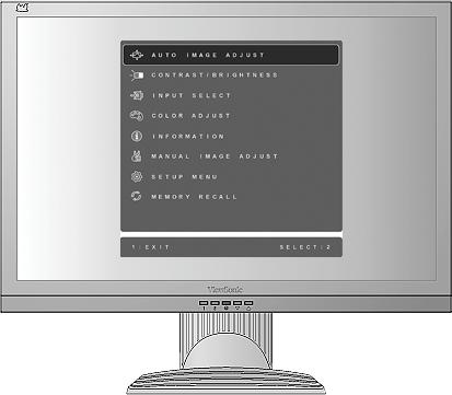 A kijelz képének beállítása A képerny n megjelen OSD vezérlések kijelzésére és beállítására használja az LCD el lapján lev vezérl gombokat.