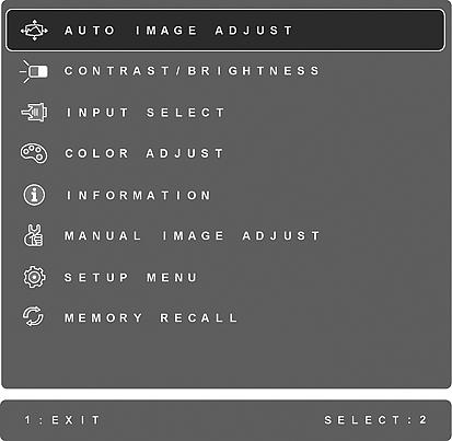 A kijelz képének beállításához tegye a következ ket: 1. A Main Menu (F menü) megjelenítéséhez nyomja meg az [1] gombot.