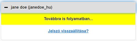 Ha a szakgondozó nincs regisztrálva, és a jelszó érvényessége lejárt, akkor a "A jelszó érvényessége lejárt" sáv jelenik meg. Ekkor új ideiglenes jelszó adható meg, majd kattintson a Mentés gombra.