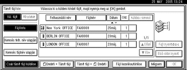 Átviteli beállítások Dokumentum megadása a fájlnévbõl A Nyomja meg a [Keresés fájlnév alapján] gombot.